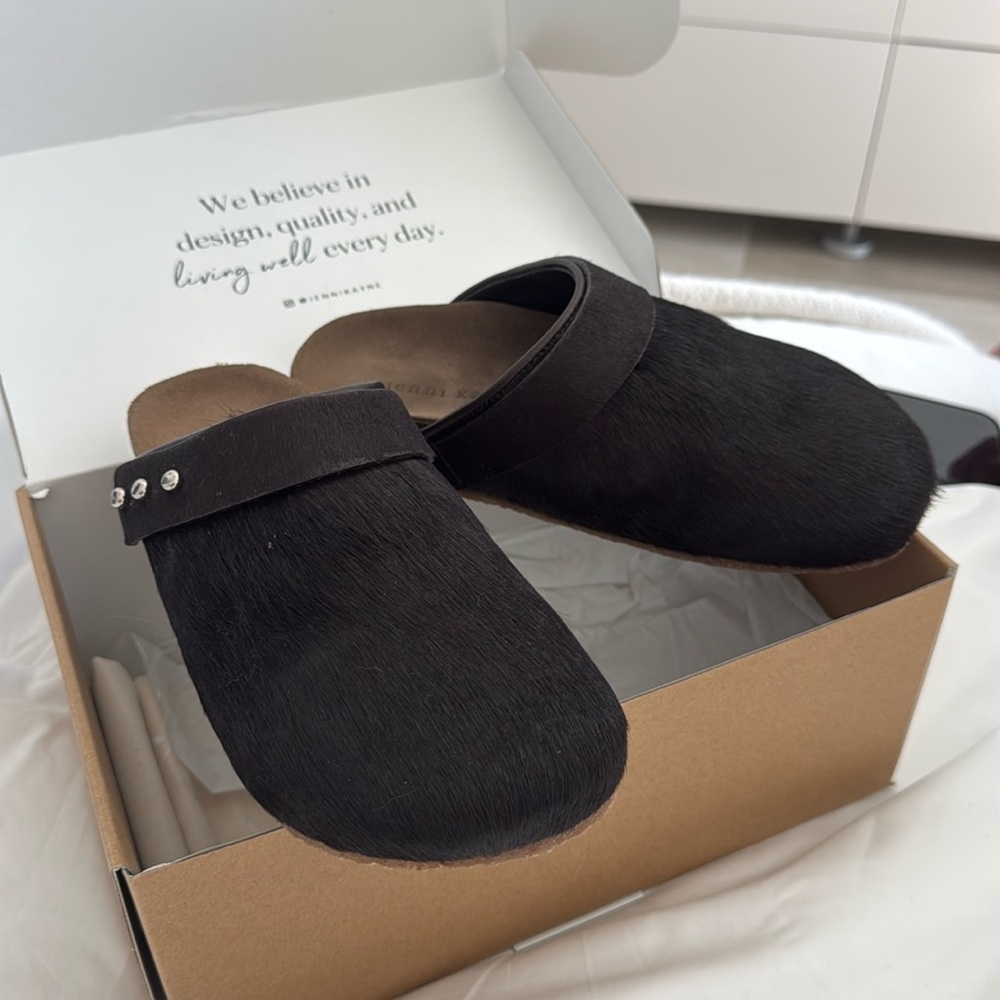 Jenni Kayne Bowery clog.  Chocolate fur.
